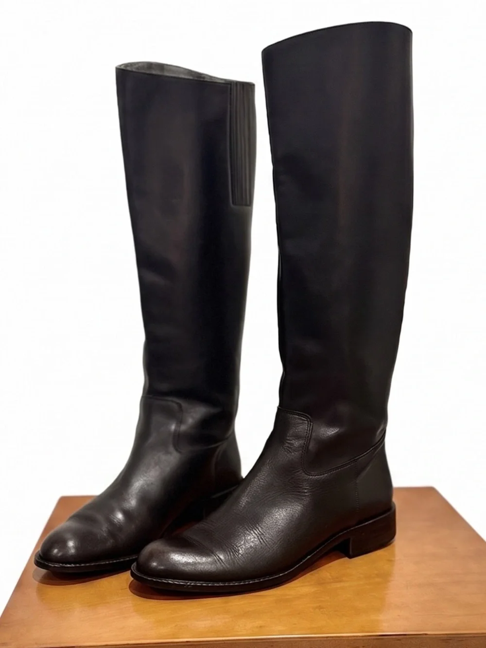 Prada Style Cappuccino Brown Riding Boots Size 9.5 Wide Calf